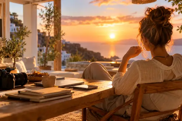 Bright lifestyle social advertisement with warm colors.
