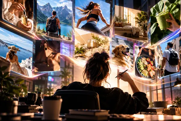 Energetic promotional advertising image with bold composition.